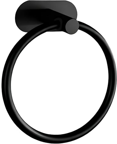 Anneau porte-serviettes en acier inoxydable 304 - Montage mural rond - Porte-serviettes autocollant - Pour salle de bain, cuisine et salon - Noir