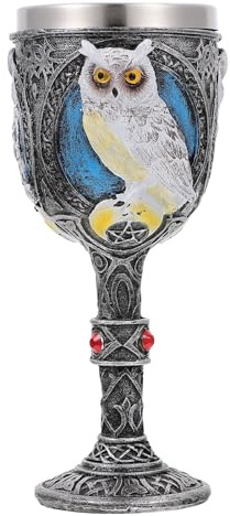 Milisten Cáliz de Vino Tinto Forma de Búho en Acero Inoxidable, Copa Decorativa para Uso Doméstico y Festivales, Material Seguro y Base Antideslizante
