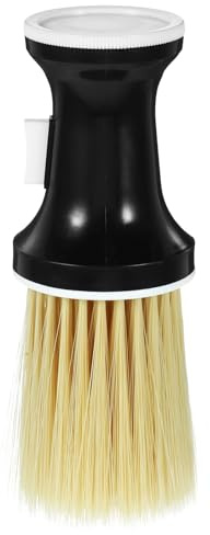 Operitacx Cepillo de Peluquería para Cuello Cerdas de Nailon Marrón, Mango Negro Desmontable, Plumero de Cuello para Limpieza Eficaz de Cabello Suelto y Restos, Herramienta Profesional