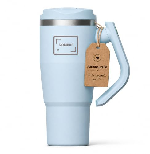 ecoroots ROCKET - Botella Térmica para llevar I Termo con Asa Giratoria I Bebidas Calientes 12 Hrs y Frías 24 Hrs I Botella Agua I Vaso Térmico Deporte, Oficina, Yoga, Viajes (NOMBRE, 940 ml)