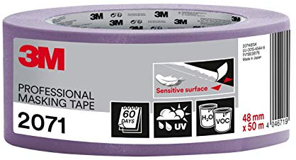 3M Pro Malerabdeckband 2071 - 1 Rolle, 48 mm x 50 m, Lila - für empfindliche Oberflächen, innen und außen, UV-beständig, für Maler- und Dekorationsarbeiten
