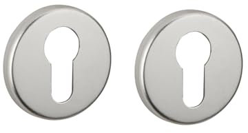 THIRARD - Par de Rosetas con Orificio de Cilindro - Anodizado Plata - Para Puerta de Entrada - Rosetas - Cilindro - Accesorios Incluidos - Fácil Instalación - Diseño Elegante - Gris