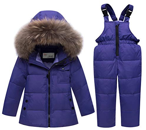Odziezet Veste en Duvet pour Enfants Bébé Hiver épais 2 Pièces Doudoune à Capuche en Duvet de Canard Chaud d'hiver Fille et Garçon Veste Blouson Manches Longues Ski 1-5 Ans
