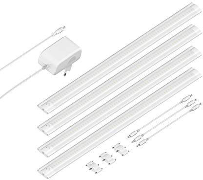 ledscom.de LED Unterbau-Leuchte SIRIS weiß matt, flach, je 50cm, je 655lm, weiß, 4er Set