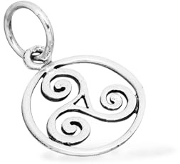 Windalf Kleiner Schmuck Anhänger Âwen Ø 1.2 cm Vintage Triskele Keltisches Amulett 925 Sterling Silber