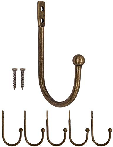 Fuxxer Wand-Haken, Eisen-Haken, Kleider-Haken, 7 x 3 cm, Antik Bronze, 6er Set
