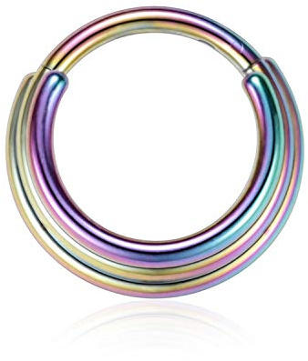 hengkaixuan 16 g septum näsringar ring daith örhängen kirurgiskt stål septum klicker ring virrad segment sömlös klicker ring snäcka ring unisex örhängen ring daith piercing smycken, Titan, Ingen