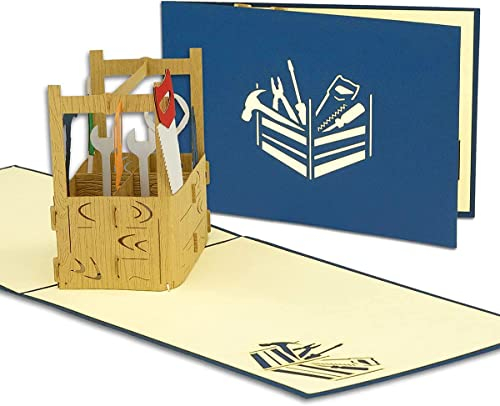 LINPOPUP®, LIN17498, POP UP Karte - 3D Geschenkgutschein - Werkzeug, Baumarkt Handarbeit - Gutschein-Karte - Geburtstags-Karte - Umzug Einzug Renovierung Haus Klapp-Karte, N271