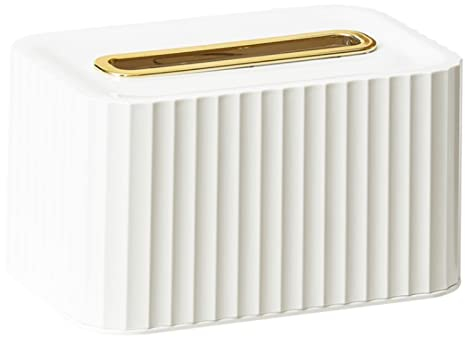 Taschentuch Aufbewahrungsbox Kristall Papiertuch Behälter Rechteckig KosmetiktücherboxHandtücher mit unterer Feder Spender Halter für Zuhause, Büro, Auto 18 * 12 * 10.2cm (Weißes Gold)