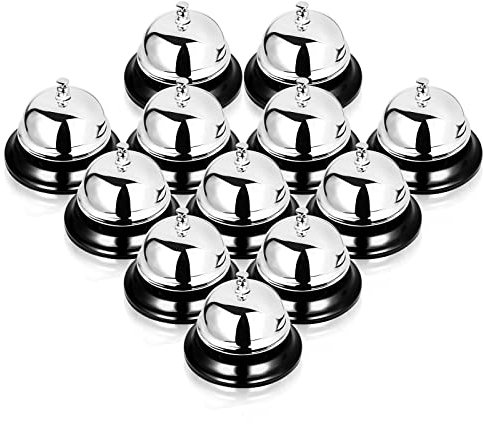 FVIEXE 12 campanas de servicio para escritorio, 3.35 pulgadas de diámetro, campanas de llamada con construcción de metal antioxidante para hoteles, escuelas, cenas, restaurantes, recepción, hospitales