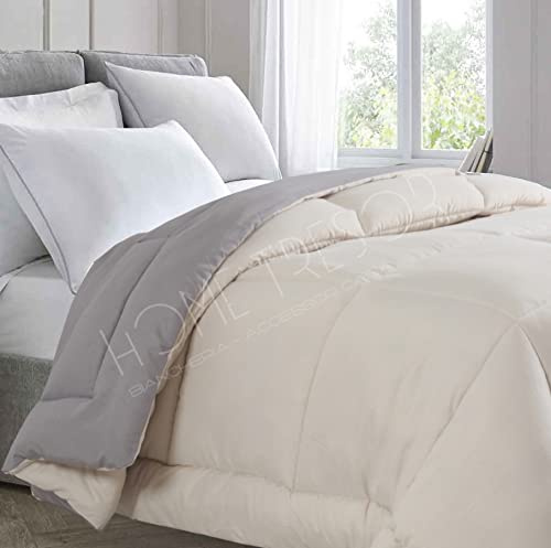 Home Tresor - Piumone Invernale Pesante Una Piazza e Mezza cm. 220x260 | Trapunta Piumino Letto alla Francese Calda e Morbida Microfibra 350gr/mq Tinta Unita Double Face (Panna/Tortora)
