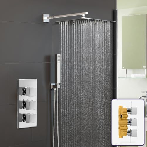 Orta Square Concealed Thermostatic Mixer Valve Hand Held 300mm Shower Head Set
