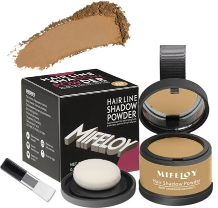 MIFELOY Unsichtbares Ansatzpuder, Männer Wasserfestes Haaransatz Puder, Frauen Soforteffekt Concealer zur Haarverdichtung, Haar Abdecken zum Ansatz kaschieren Dünne Stellen Kahle Graue, Dunkelblond