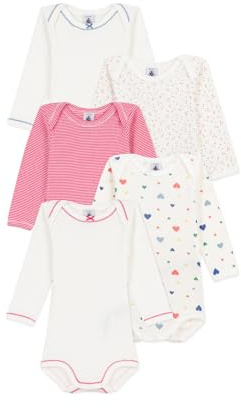 Petit Bateau Lot de bodies manches longues en coton imprimé cœurs bébé