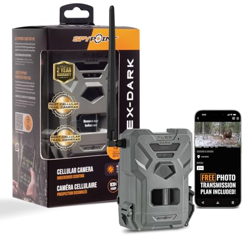 Spypoint Flex-Dark Caméra de Surveillance Cellulaire, Photos 40MP, Vidéo 1080p + Son, Caméra de Chasse Sans Éclairage, Vision Nocturne, Activation par Mouvement, Détection à 30m, Pas de WiFi