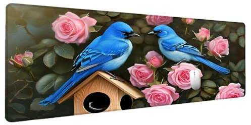 Vogel Mauspad Groß Mousepad XXL 1500x800mm Blume Mauspad Gaming Zubehör Gadgets, Desk Mat Schreibtisch Deko Schreibtischunterlage, Spezielle Oberfläche Wasserdicht Maus Pad Rutschfeste Gummibasis U-6