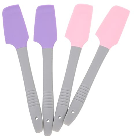 NIYANGLE Spatole Per Ceretta Portatili 4 Pezzi in Silicone Ergonomiche Applicatori Di Cera Per Depilazione Corpo e Viso Uso Domestico Colorate (2 Viola, 2 Rosa