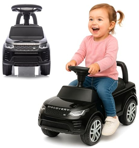 JAMARA 464052 Rutscher Land Rover Discovery 2 en 1, Coche Antideslizante, Coche para niños, Juguete Deslizante, Idea de Regalo para niños, reposapiés, protección antivuelco, Maletero, Andador