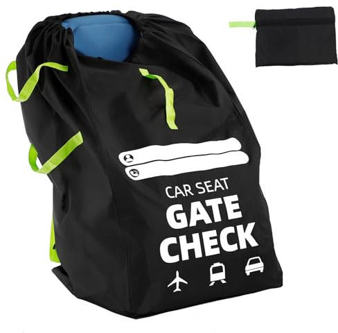 Yoassi Borsa per il trasporto del seggiolino per bambini, aereo, pieghevole, per passeggino, seggiolino auto, passeggino, impermeabile, universale, con tracolla per aereo