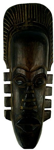 Guru-Shop Piccola Maschera Astratta, Decorazione Murale, Etno Decorazione Murale in Legno di Balsa - Modello 19, Marrone, 50x17x6 cm, Maschere per la Decorazione Murale