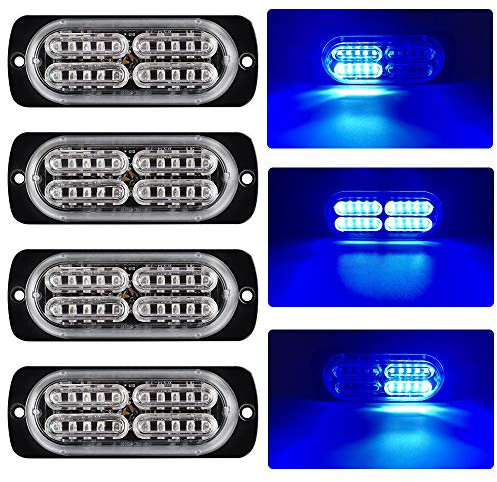 yifengshun 4X 20LED Lampeggiante Blu Luci Led auto 12-24V Luci Stroboscopiche Emergenza per Auto Camion per veicoli da costruzione Furgone