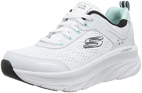 Skechers D'lux Walker Infinite Motion dam Träningsskor, Vitt lädernät svart trim, 40 EU