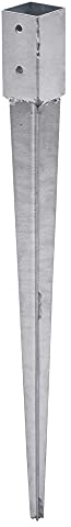 TRIBECCO Soporte para postes de madera, 46 x 46 mm, longitud 600 mm, galvanizado en caliente, manguito de impacto para postes de madera cuadrados, anclaje de acero, anclaje para vallas