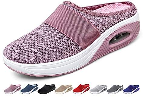 GYCS Sandali Donna Estive Comode Antiscivolo Scarpe Rete Traspirante Scarpa da Casa Pantofole Diabetiche per Artrite Edema Piedi Ciabatte,Rosa,38 EU