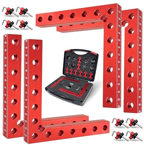 Corner Clamps for Woodworking - 90 Degree Clamp 4 Pack 5.5“x 5.5” Aluminum Alloy Right Angle for Woodworking Corner Clamp Toolsand Equipment L Square Aluminum Angle Clamp Tool