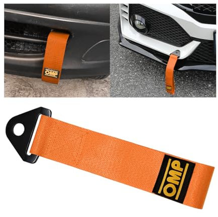 JNNJ Lot de 2 boucles de remorquage universelles pour pare-chocs de voiture, corde de remorquage pour voiture de course, décoration de pare-chocs avant arrière (orange)