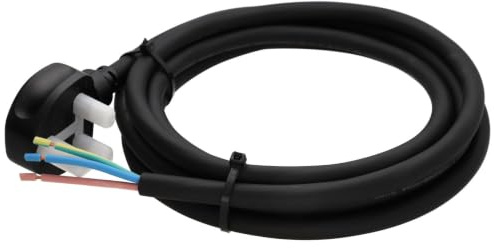 Fully Moulded 13A 3 Pin UK Plug to 1.5mm H07RN Rubber Cable Stripped Bare Ends 3m (Waterproof/Oil resistant) Ideal for Garden and External/Outdoor Use