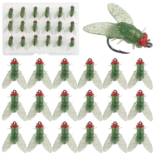 Bionic Fly Fishing Bait, Flies Fishing Lures Kit Trout Jigs Swimbaits Dry Flies Fly Fishing Lures Fish Attractant Fly Fishing Hook for Saltwater Freshwater Bass Panfish 15mm