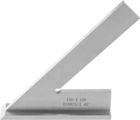 Hoite Righello angolare da 45 gradi, angolo obliquo da 45 gradi, ingegneria meccanica con sedile per ingegneri e carpentieri (150x100 mm)