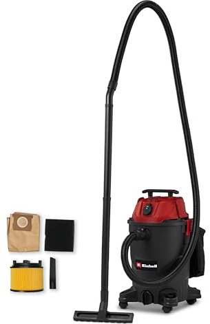 Einhell Nass-Trockensauger TC-VC 3055 A (850 Watt, 190 mbar Saugleistung, Automatiksteckdose, 30 L Auffangbehälter, Tragegriff, inkl. Düsen, Filter und Schmutzfangsack)