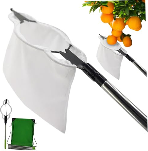 StaZamor Cueilleur de Fruits avec Sac de récolte 94, 5 Pouces 6 Sections Amovibles en Alliage d'aluminium Poteau cueillette Fruits avec Sac Rangement pour la cueillette poires, pêches, Citrons