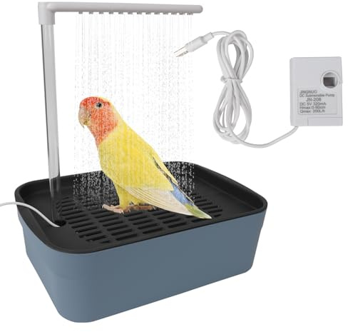 Ruaizel Vogel Badehaus Badewanne, Automatische Vogeltränke aus ABS mit Pumpe und USB-Kabel, Geräuscharme Vogeldusche, Multifunktionaler Vogelbadewanne mit Umwälzhahn für Vögel Wellensittich