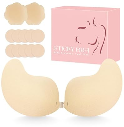 Soutien-gorge adhésif push up sans bretelles dos nu sans bretelles - Soutien-gorge adhésif - Grande poitrine - Invisible - Soutien-gorge super push-up pour femme - Soutien-gorge sans bretelles - Robe
