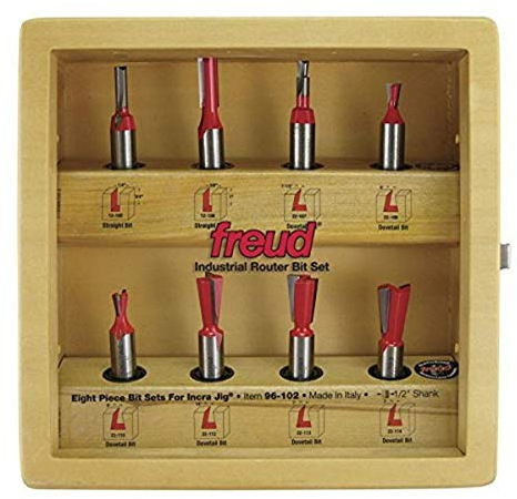 Freud 96-102 : Jeu de 8 embouts pour gabarit Incra avec tige de 1,27 cm
