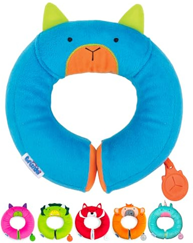 Trunki Cuscino da Viaggio Bambini per Collo e Mento | Cuscino Viaggio Bambini | Cuscino Bambino e Supporto per Auto, Aereo, Bici o Passeggino | Yondi Piccolo Fantasia Bert (Blu)