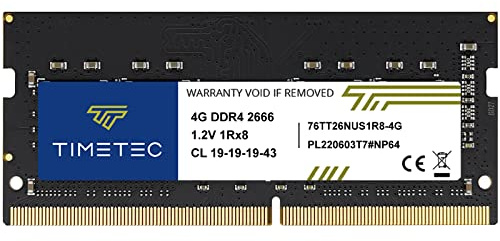 Timetec 4GB DDR4 2666MHz (PC4-2666V) PC4-21300 SODIMM RAM per laptop, notebook, mini PC e computer All-in-One – Non-ECC Unbuffered, 260 pin, 1,2V CL19 modulo di memoria