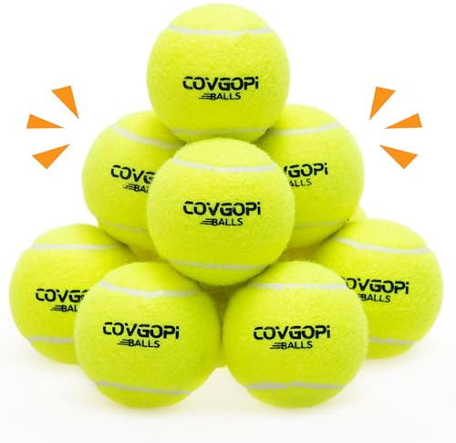 covgopi Dog Tennis Balls 12 Pack - Squeaky Interactive Dog Ball Toys for Training, Exercise, Indoor Outdoor Play - 2.5 Rubber Pet Balls for Small, Medium, Large Dogs