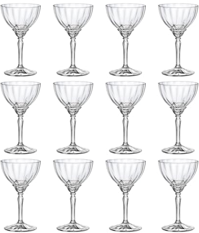 Bormioli Rocco 12x Clear 240ml Florian Champagne Cocktail Saucers - Vintage Glass Espresso Martini Prosecco Wine Gin Coupe Glasses Gift Set
