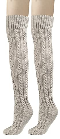HKSICHENGKEJIUK Long Knitted Leg Warmer Women Over Knee High Socks Thick Thigh High Socks Crochet Knitted High Boot Cuffs Boot Topper Winter Foot Ankle Leg Warmers