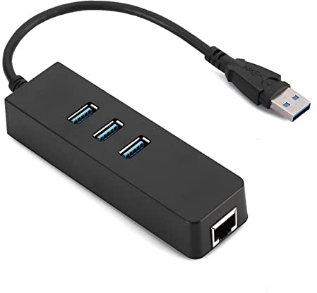 Bewinner 3 Puertos Adaptador Convertidor Ethernet USB 3.0,Convertidor de HUB a RJ45,USB3.0 Gigabit LAN + 3.0 HUB Tarjeta de Red Universal,Adaptador Convertidor HUB a RJ45 de Red Portátil