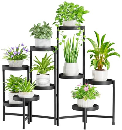 iDavosic.ly Support pour plantes en métal à 9 étages, étagère à fleurs, étagère à plantes pour intérieur et extérieur, pliable, escalier à fleurs pour plantes d’intérieur, étagère pour jardin, balcon