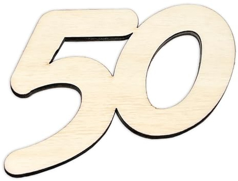 Zahl 50 – 7cm – aus Holz zum Geburtstag von 3,5 bis 29cm als Tischdeko, Nummerierung, Blumenschmuck, Runde Geburtstage & Schnappszahlen