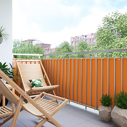 BalkonsichtschutzZaunblende Sichtschutz Blickdicht Polyester mit Ösen für Balkon Sichtschutz - Dunkelgrün 100x750cm
