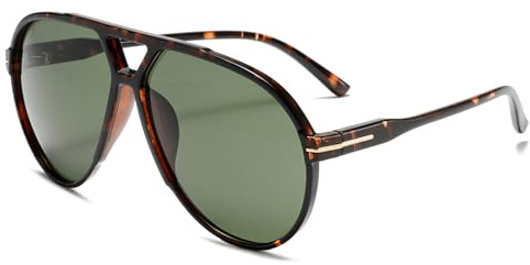 YAMEIZE Retro Pilot Sunglasses for Women Men Oversized 70s Pilot Vintage Sunglasses Double Bridge Retro Square Glasses UV400 Protection