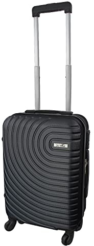 Daniel James Cabin Suitcase - 18” or 20” Lightweight Carry On Hand Luggage with 4 Spinner Wheels - Airline Approved Hard Shell ABS Trolley Case Bag with Combination Lock (Black, 18-INCH)