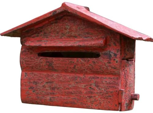 Cassetta Postale in Legno Dipinta A Mano - Casella di Posta Rustica da Parete, Arredo per Esterni, per Giardino E Casa Colonica(Red Brown)